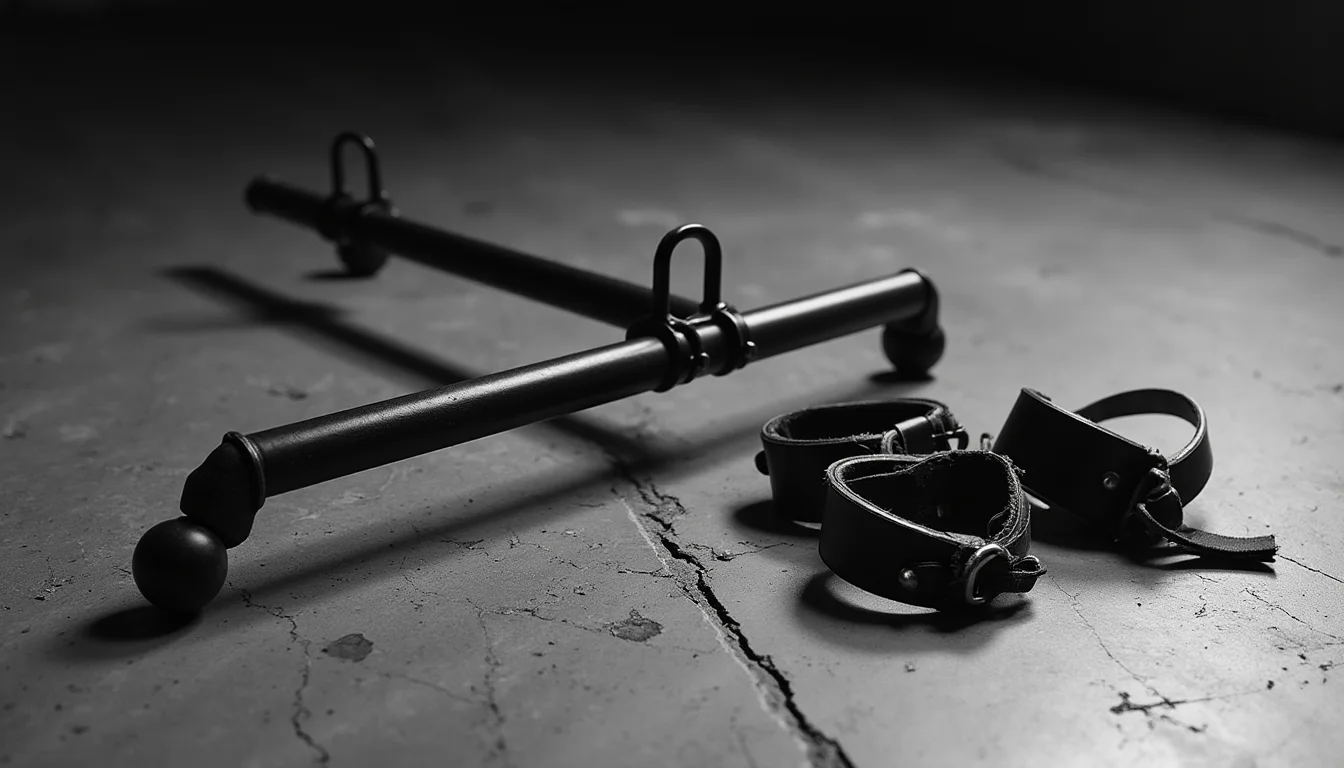 soie, ties, bedpost, ambiance feutrée, accessoires et décor de domination